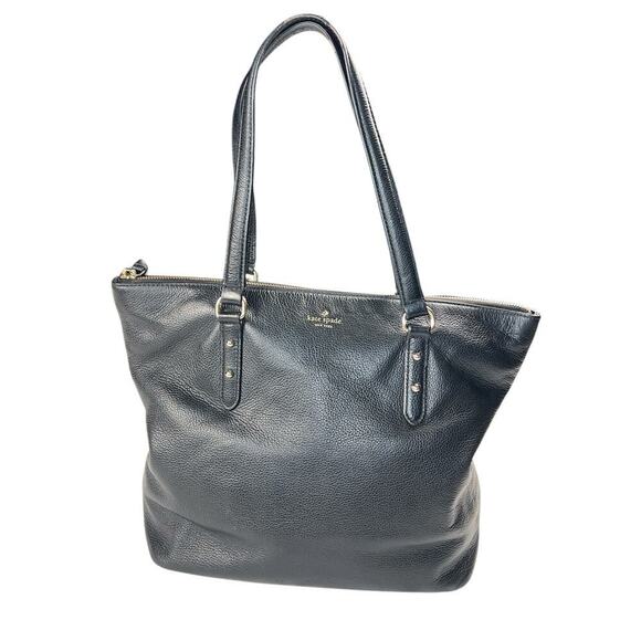 Kate Spade New York Larchmont Avenue Black Pebbled Leather Penny Tote Purse